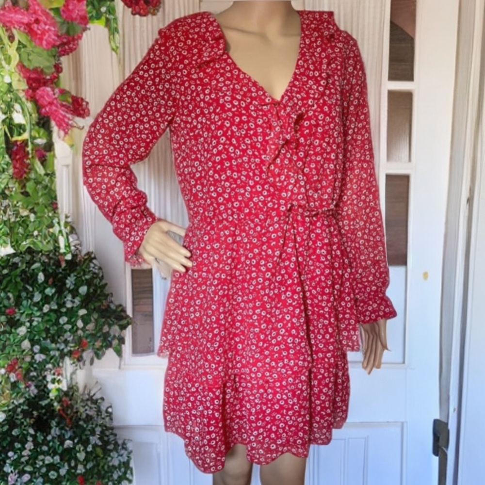 H&M Ruffle Red Floral Dress